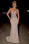 Prom Dresses Beaded Long Prom Dress Silver