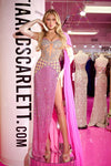 Prom Dresses Beaded Long Prom Dress Pink Nude