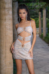 Cocktail Dresses Fitted Short Homecoming Cocktail Dress Silver/Nude