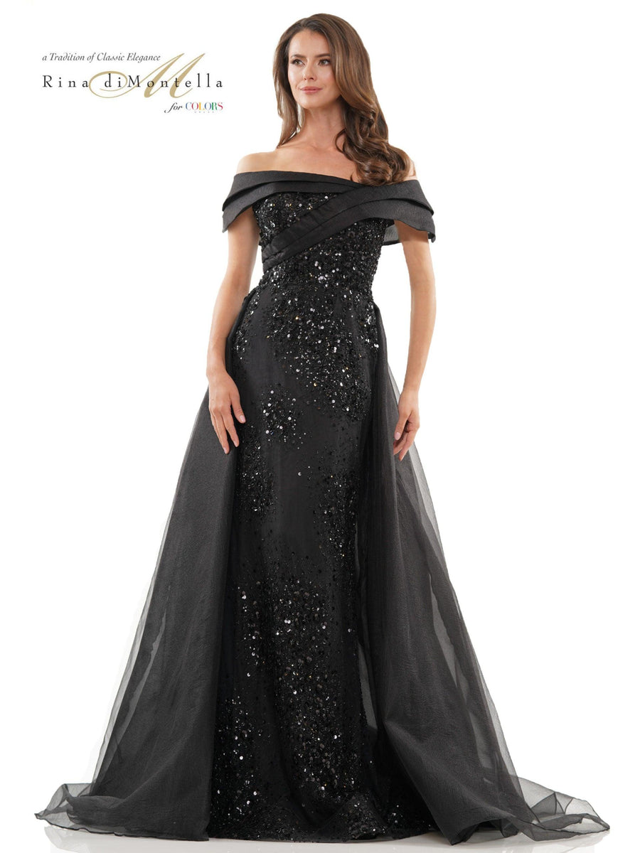 Rina di Montella Long Formal Off Shoulder Gown 2816