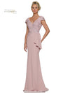 Formal Dresses Fit and Flare Side Ruffle Sash Long Formal Dress Rose