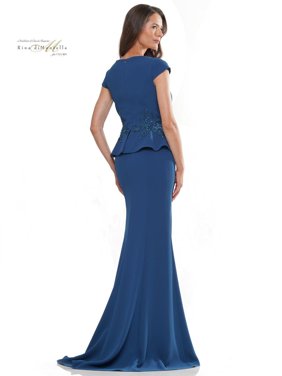 Formal Dresses Fit and Flare Long Wrapped Bodice Formal Dress Teal