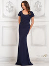 Formal Dresses Beaded Formal Fit and Flare Long Dress Navy