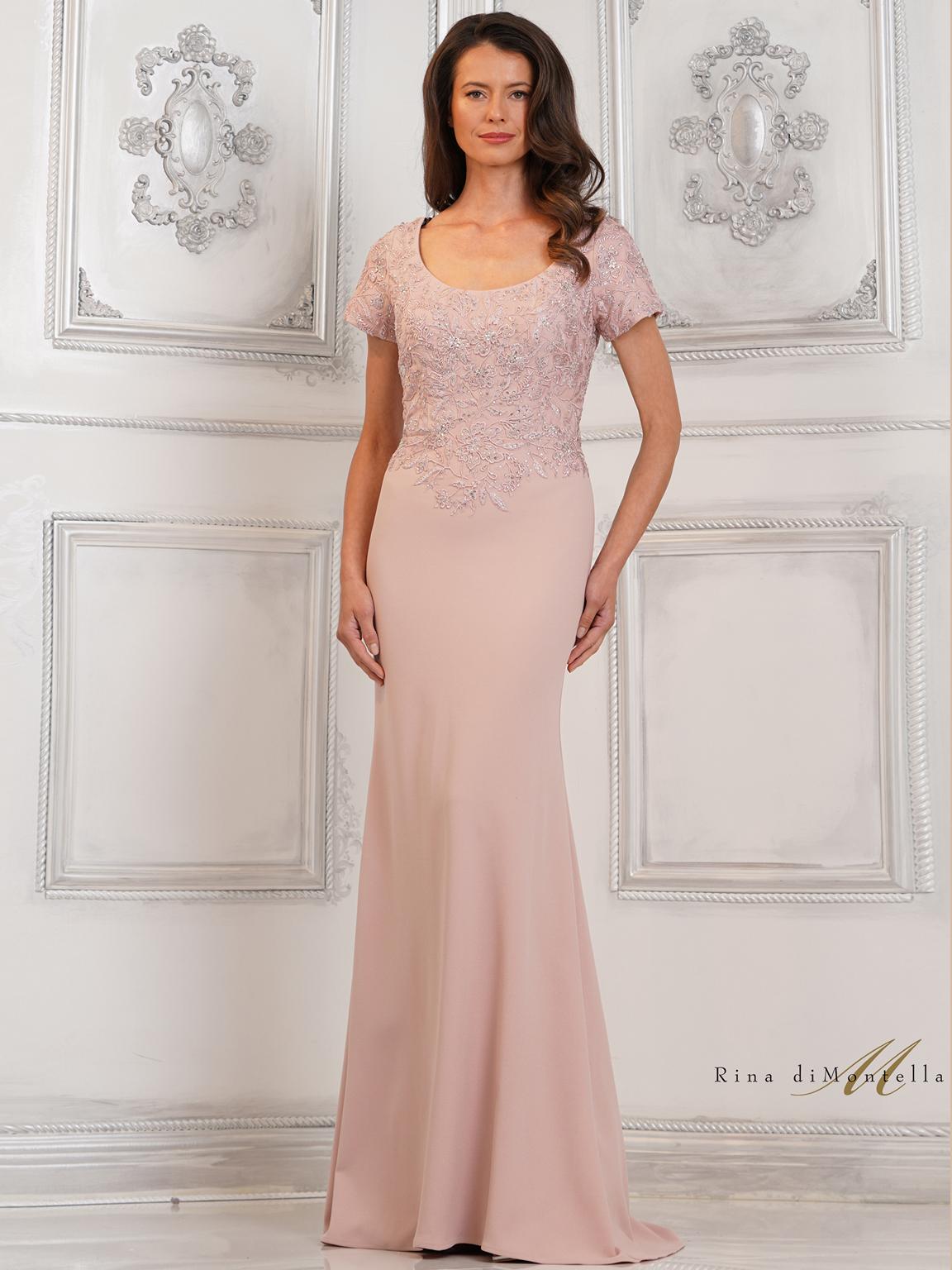 Formal Dresses Beaded Formal Fit and Flare Long Dress Rose