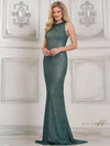 Formal Dresses Mettalic Stone Long Fitted Formal Dress Deep Green