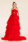 Prom Dresses Long Ruffle Tiered Prom Gown Red