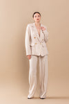 Pant Suit Stripe Jacket Pant Set Taupe