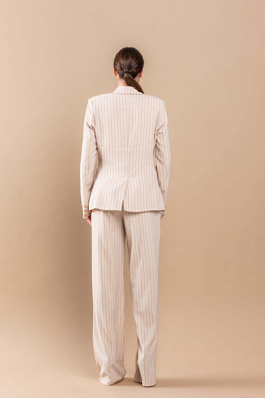 Pant Suit Stripe Jacket Pant Set Taupe