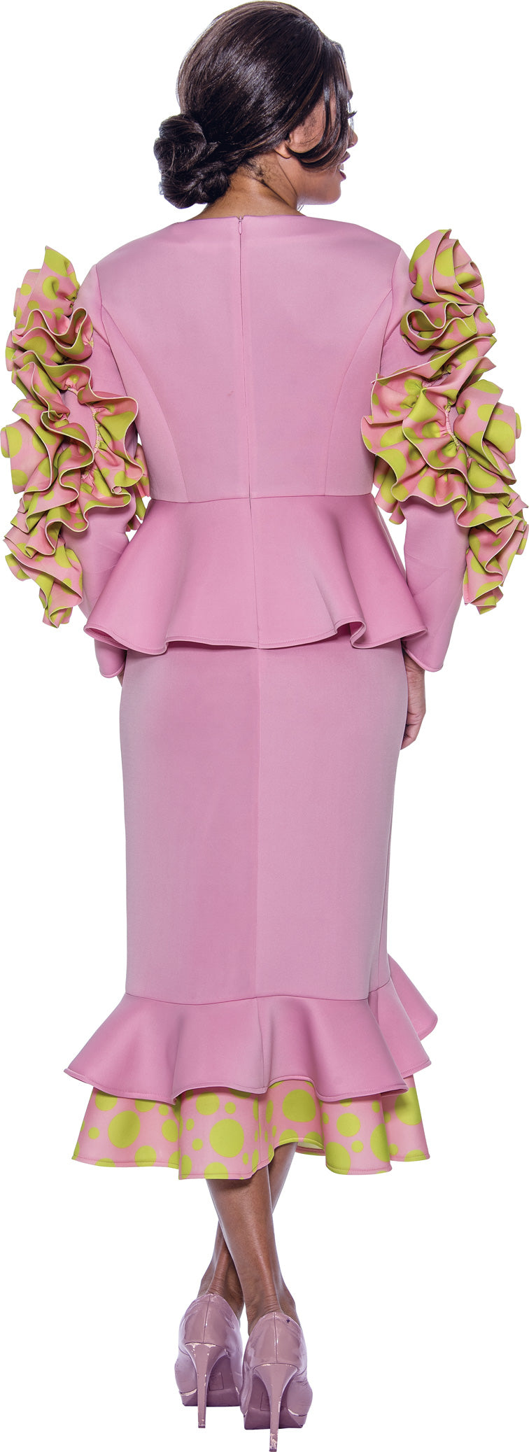 Mother of the Bride Dresses Long Sleeve Ruffle Mother of the Bride Dress Pink/Lime