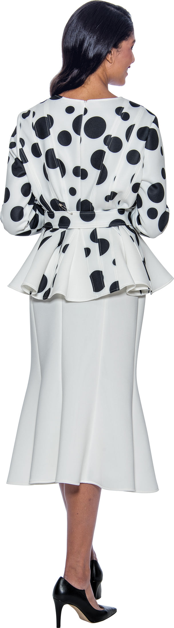 Plus Size Dresses Plus Size Mother of the Bride Polka Dots Dress Black/White