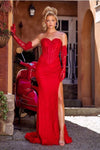 Prom Dresses Long Evening Detachable Sleeve Prom Dress Red