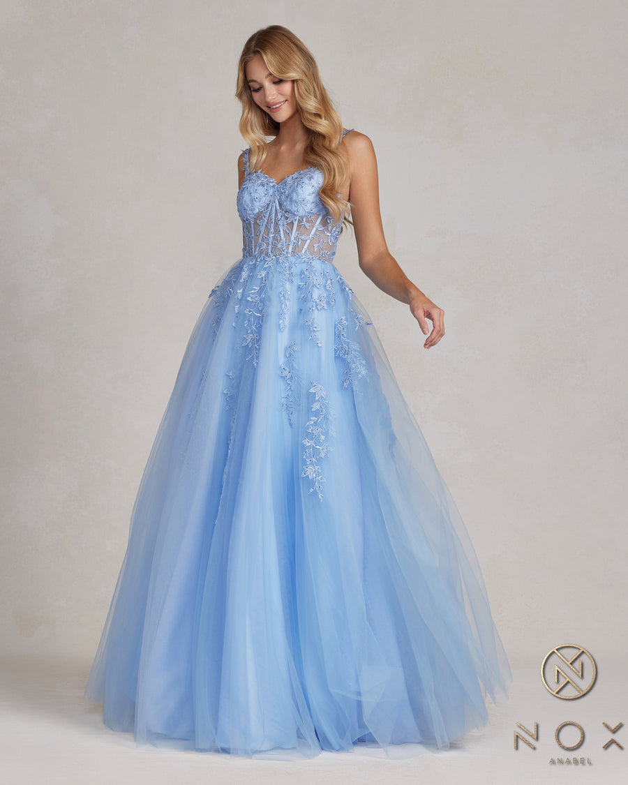 Nox Anabel T1082 Long Sexy A Line BlueProm Ball Gown Lemon