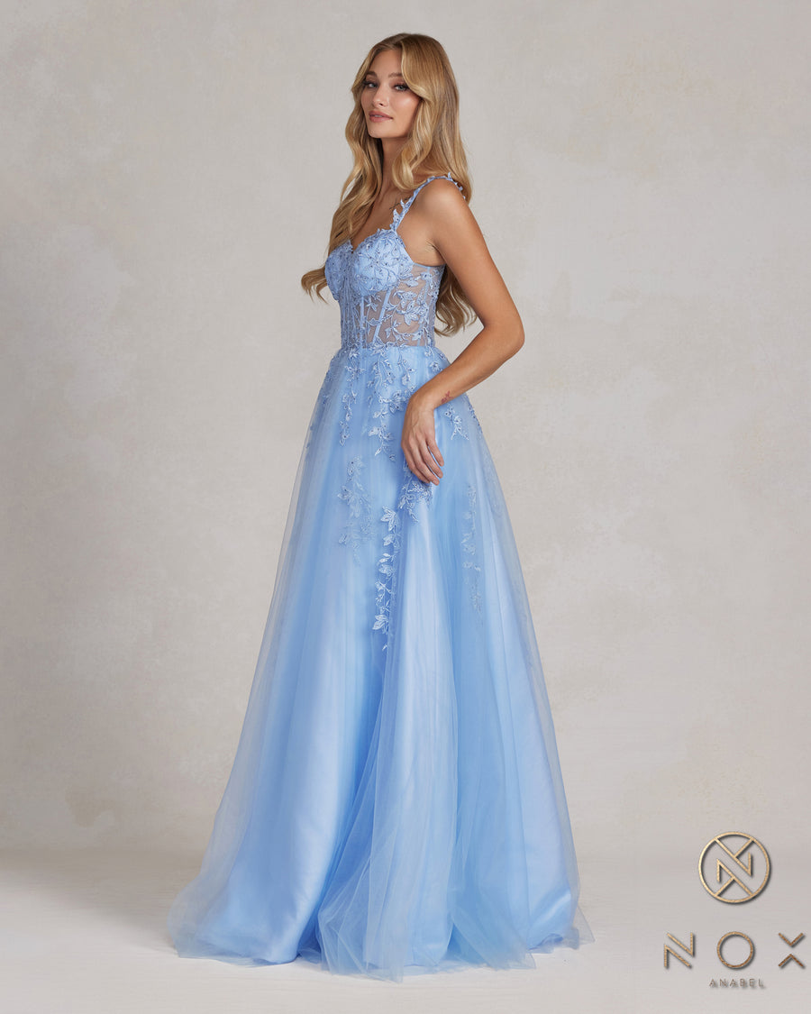 Nox Anabel T1082 Long Sexy A Line BlueProm Ball Gown Lemon