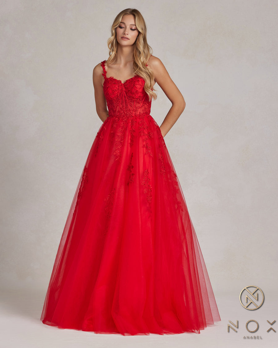 Nox Anabel T1082 Long Sexy A Line Prom Ball Gown Red