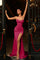 Prom Dresses Pleated Slit Long Formal Prom Dress Dark Fushia