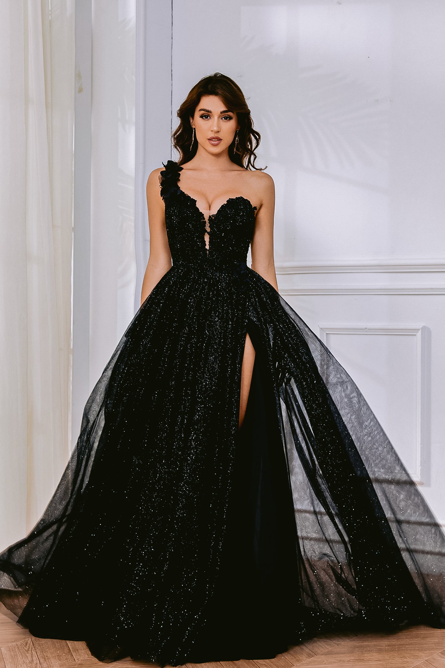 Prom Dresses Long Glitter Ball Gown Formal Prom Dress Black