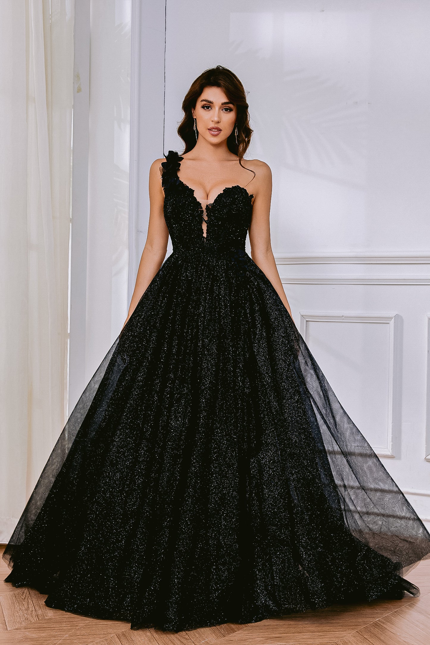 Prom Dresses Long Glitter Ball Gown Formal Prom Dress Black