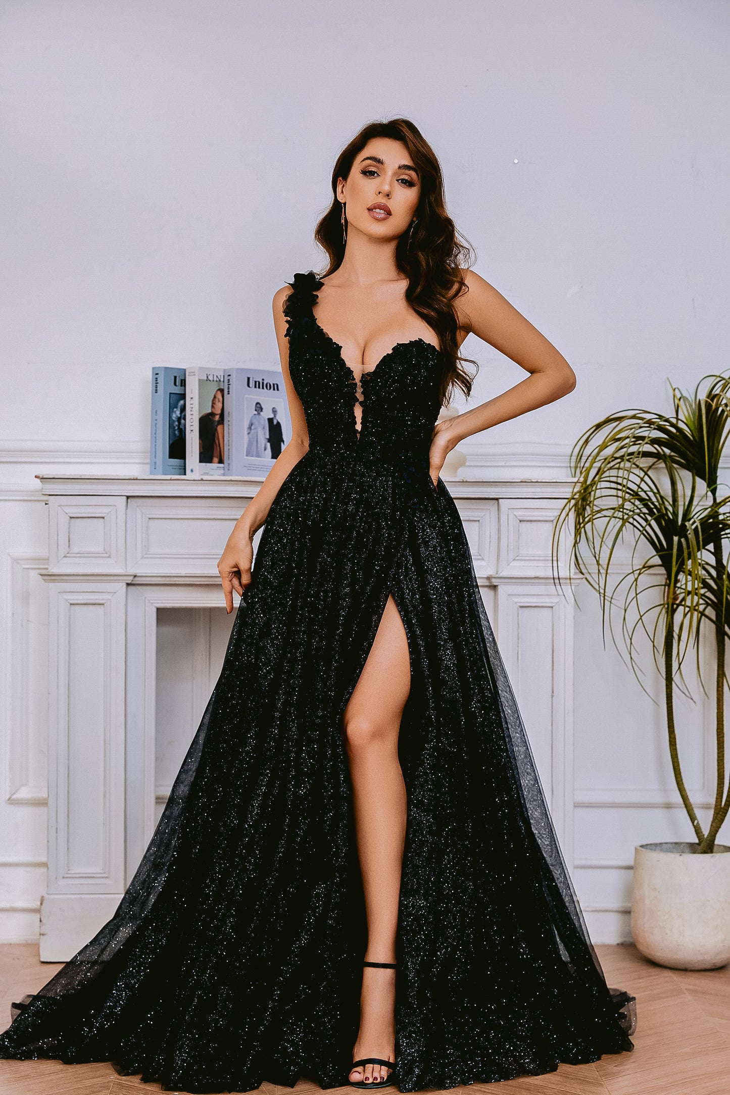 Prom Dresses Long Glitter Ball Gown Formal Prom Dress Black