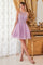 Cinderella Divine UJ0119 Short Prom Halter Lace Bodice Dress