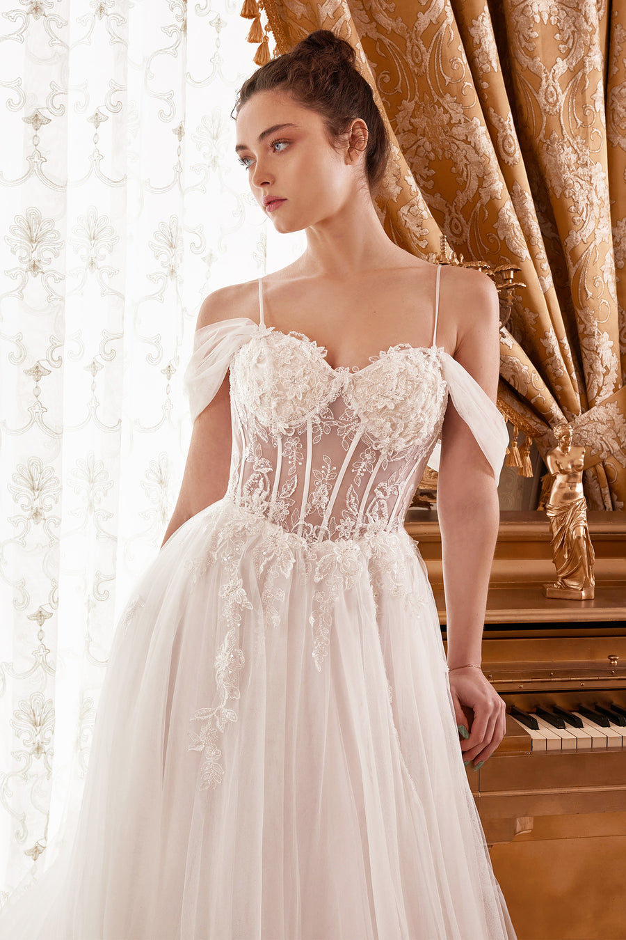 Cinderella Divine WN307 Long A Line Wedding Gown