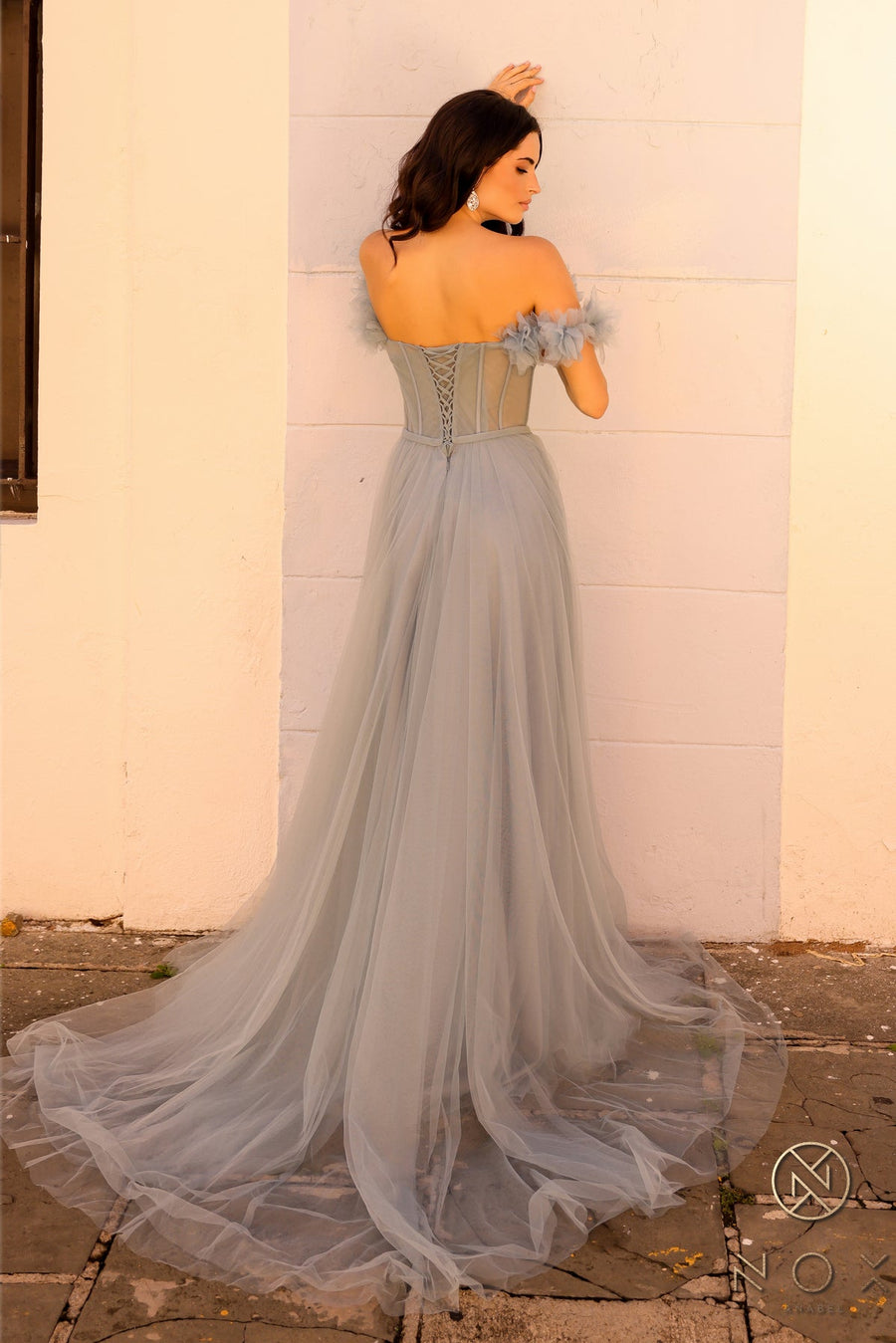 Prom Dresses Long Formal A Line Evening Prom Gown Dusty Blue