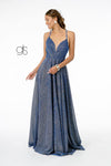 A-Line Glitter Lame Long Prom Dress - The Dress Outlet Elizabeth K