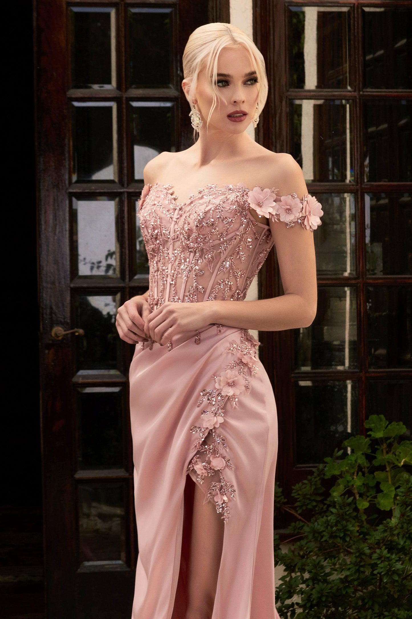 Cinderella Divine CD0186 Corset Long Prom Dress Blush