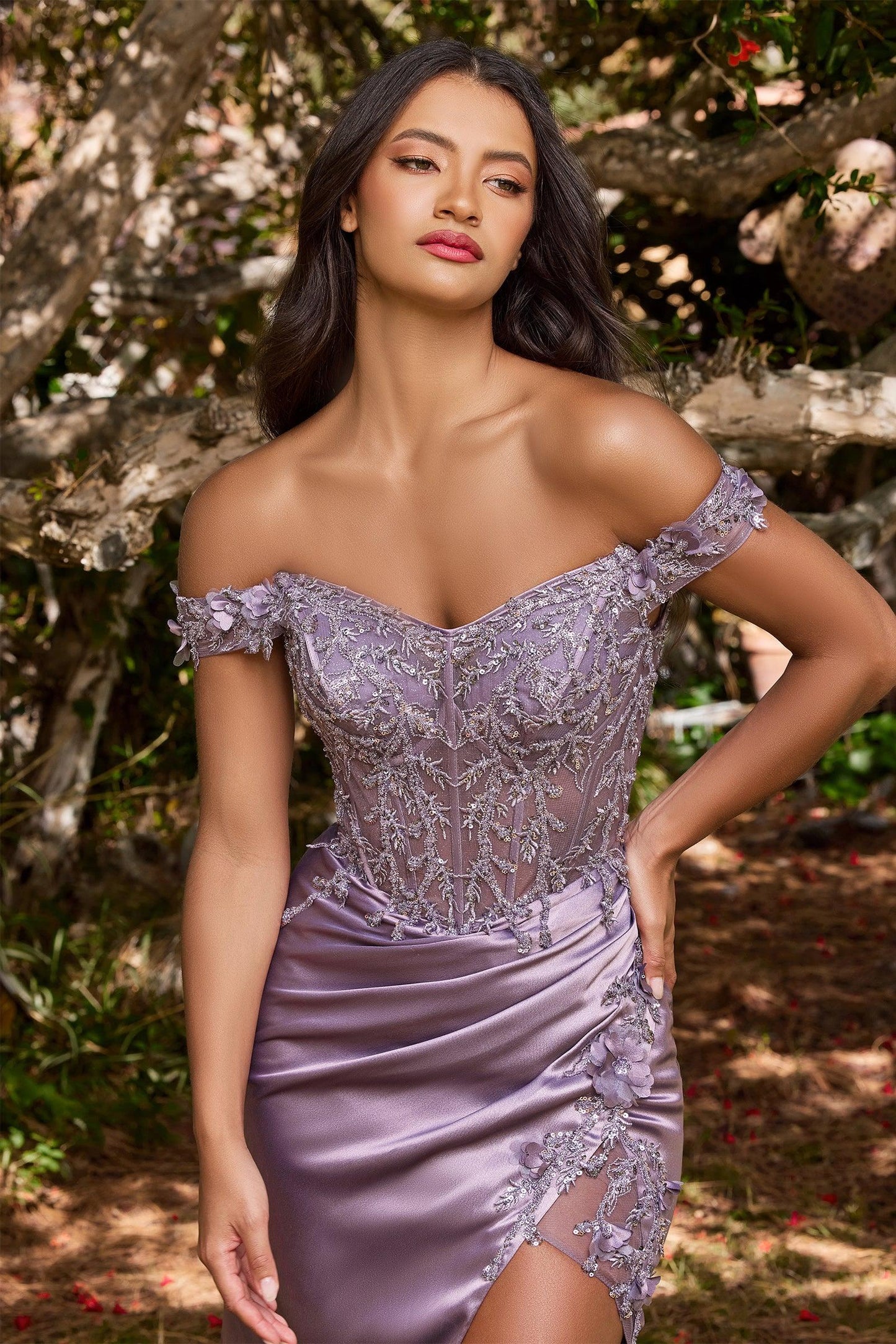 Cinderella Divine CD0186 Corset Long Prom Dress Dusty Lavender