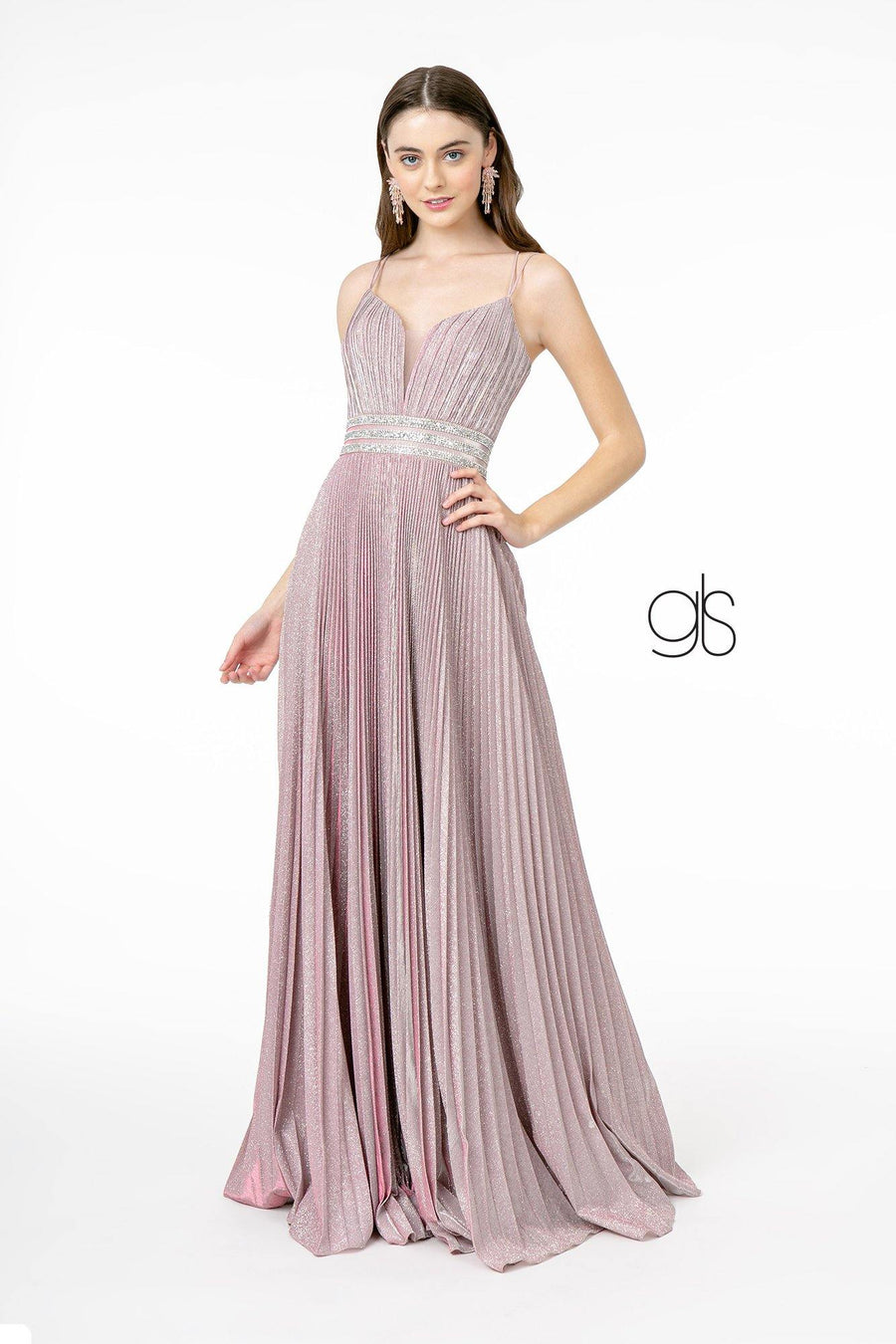 A-Line Pleated Long Prom Dress - The Dress Outlet Elizabeth K