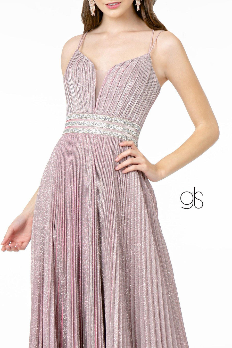 A-Line Pleated Long Prom Dress - The Dress Outlet Elizabeth K