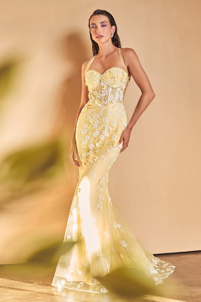 Andrea & Leo A1115 Mermaid Prom Gown Yellow