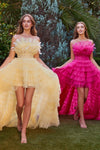 Prom Dresses High Low Feathered Formal Prom Dress Light Yellow