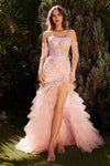 Prom Dresses Tiered Mermaid Formal Prom Long Dress Pink