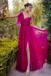 Prom Dresses Long A Line Formal Prom Bow Dress Magenta