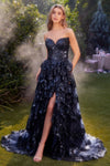 Prom Dresses Long Tiered Ruffle Formal Prom Dress Navy