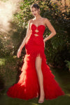 Prom Dresses Front Cutout Formal Prom Long Mermaid Dress Red