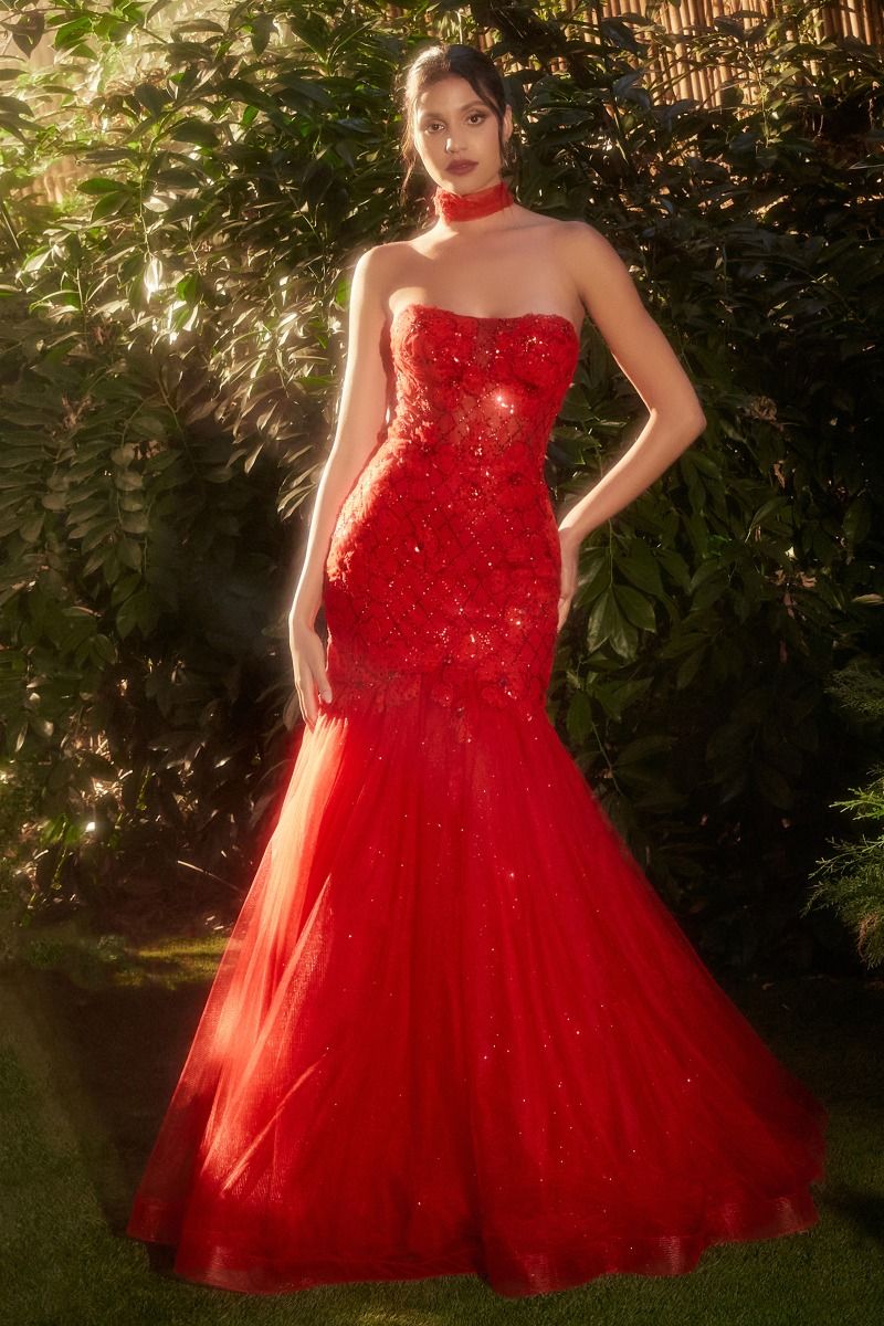 Prom Dresses Glitter Formal Prom Long Mermaid Dress Red