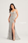 Prom Dresses Fitted Long Formal Sequin Glitter Prom Dress Silver