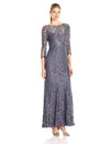 Adrianna Papell Long Formal Beaded Floral Lace Dress - The Dress Outlet Adrianna Papell