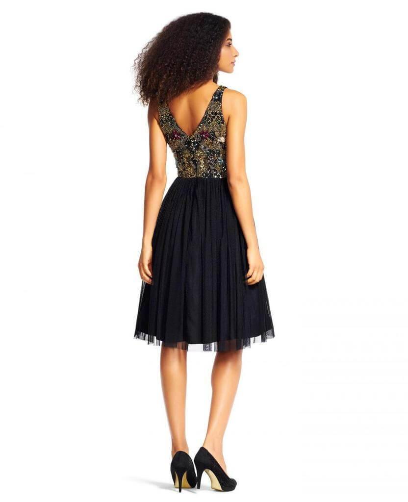 Black Adrianna Papell AP1E200305 Short Sleeveless Cocktail Party Dress for 241.99 The Dress Outlet