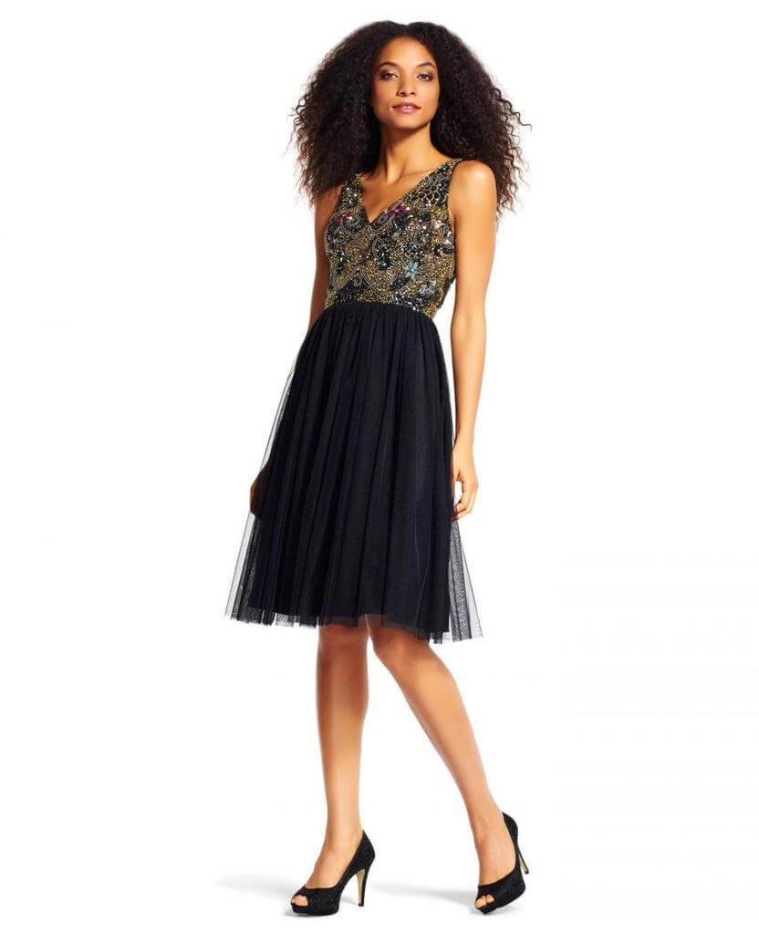 Adrianna Papell Short Sleeveless Cocktail Party Dress - The Dress Outlet Adrianna Papell