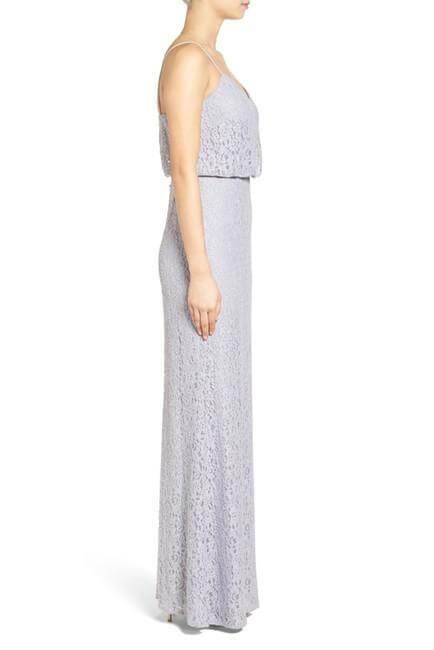 Adrianna Papell Long Formal Spaghetti Strap Lace Dress - The Dress Outlet Adrianna Papell