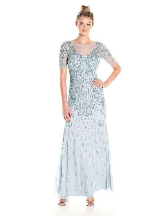 Blue Heather Adrianna Papell AP1E201314 Prom Long Formal Dress Evening ...