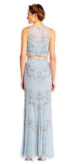 Adrianna Papell Prom Long Two Piece Halter Formal Dress - The Dress Outlet Adrianna Papell