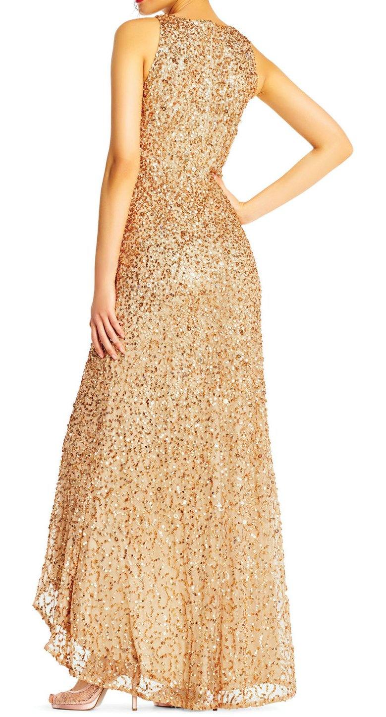 Adrianna Papell Crew Sleeveless Long Prom Dress - The Dress Outlet Adrianna Papell