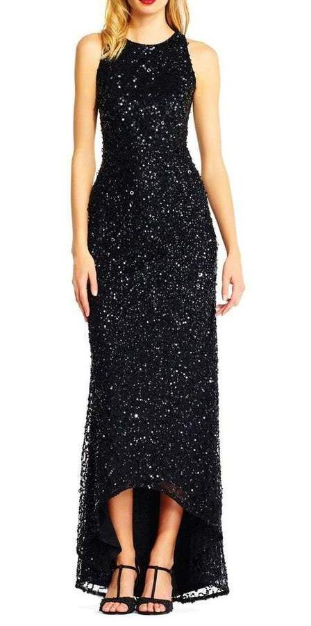 Adrianna Papell Crew Sleeveless Long Prom Dress - The Dress Outlet Adrianna Papell