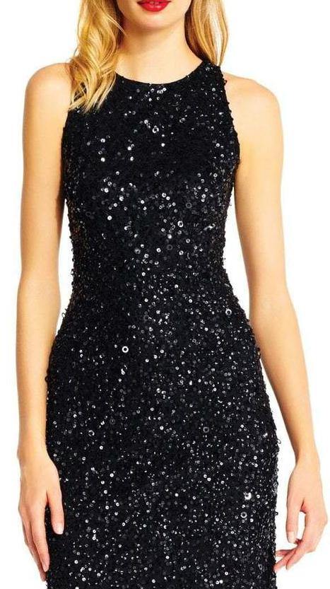 Adrianna Papell Crew Sleeveless Long Prom Dress - The Dress Outlet Adrianna Papell