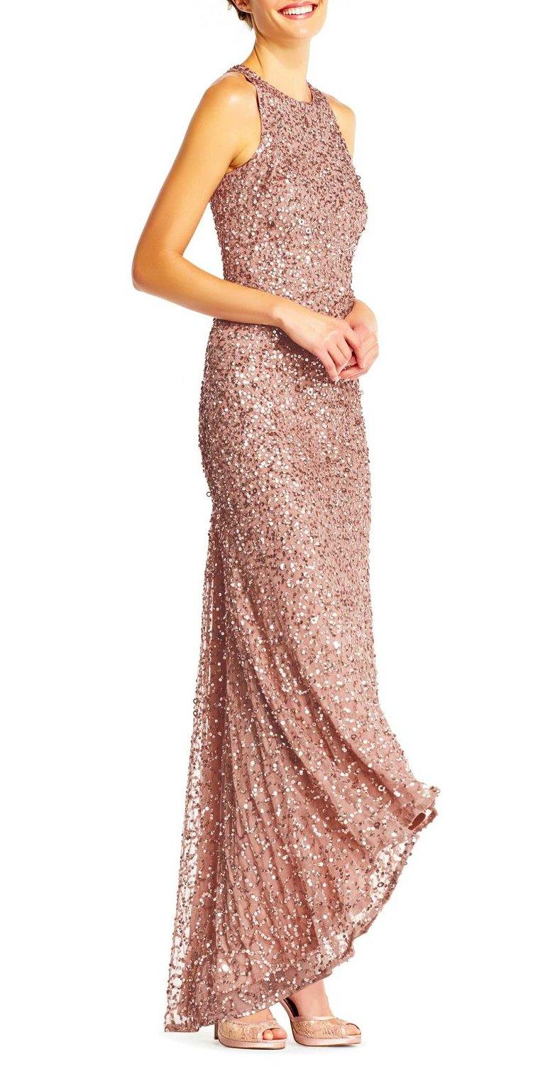 Adrianna Papell Crew Sleeveless Long Prom Dress - The Dress Outlet Adrianna Papell