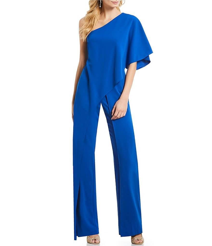 Adrianna Papell One Shoulder Pant Jumpsuit Formal - The Dress Outlet Adrianna Papell