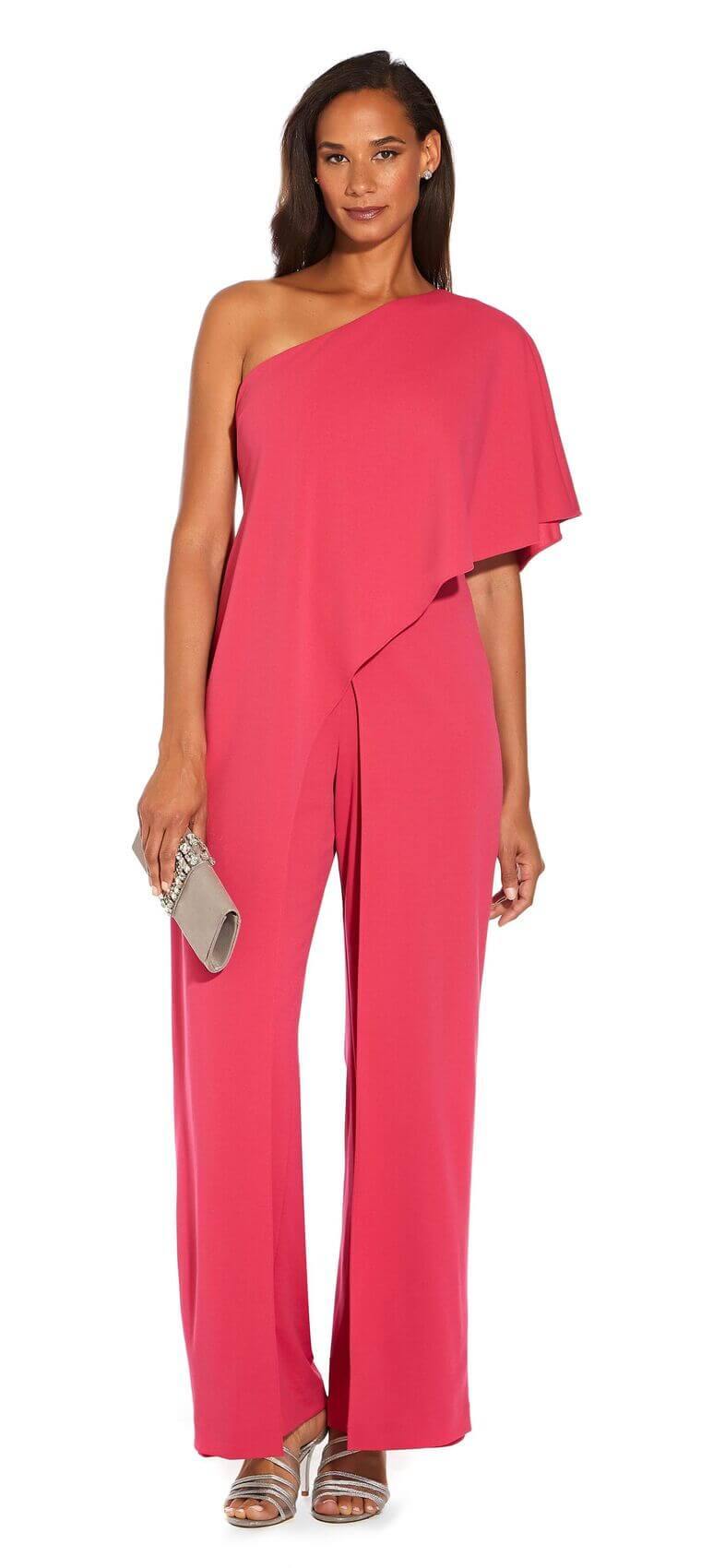 Adrianna Papell One Shoulder Pant Jumpsuit Formal - The Dress Outlet Adrianna Papell